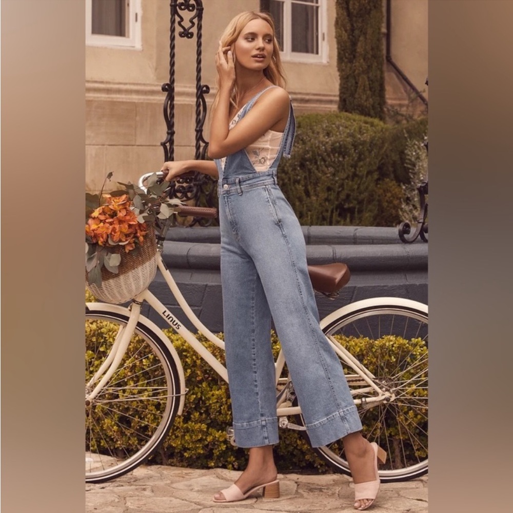 Free People A-Line Medium Wash Overalls - Sz 10